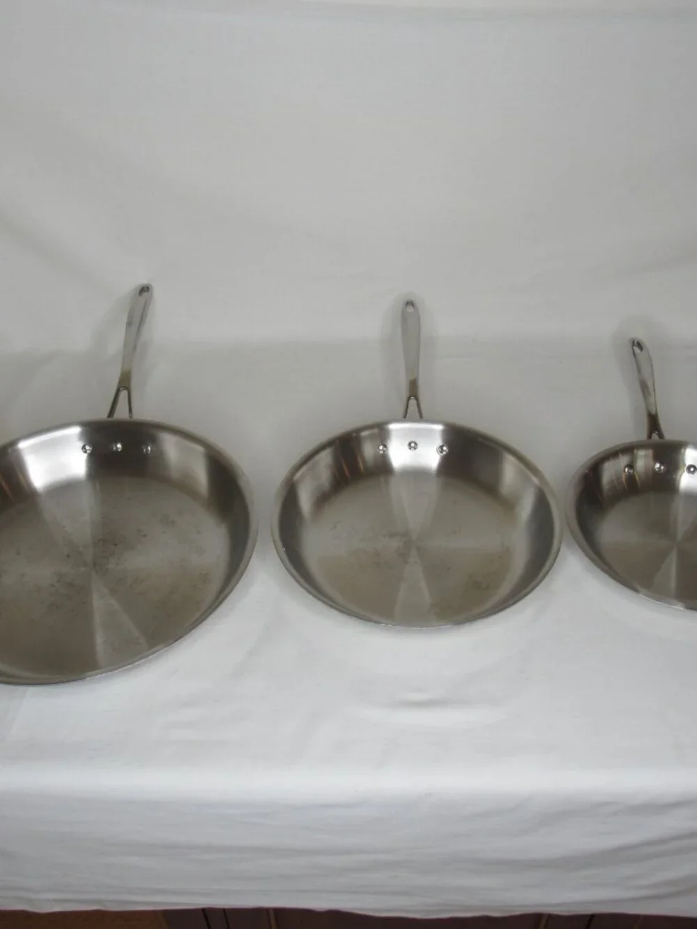 3 Calphalon Stainless Steel Fry Pan Set  8